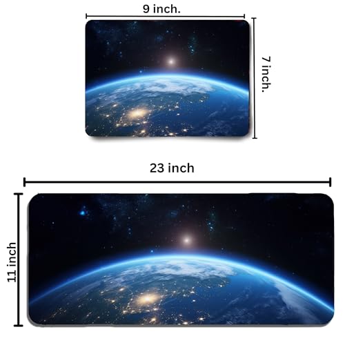 Image of Earth Combo XL Extended Gaming Mouse Pad | XXL Large Desk Mat 60x30cm for Laptop & PC | Non-Slip Rubber Base, Waterproof, Durable & Smooth Surface | Office, Gaming & Study, asthetic