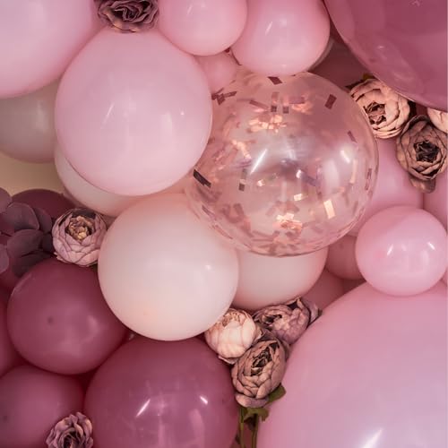 Image of PartyWoo Dusty Rose Balloon Arch Kit, 140 pcs Pink Balloon Garland Kit, Rose Gold Balloons, Metallic Balloons for Dusty Pink Birthday Decorations Women, Bridal Shower, Wedding, Bachelorette Party