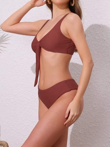 Women's Lace Up Decoration Push Up Bikini Sets, 2 Piece Wide Strap Top Triangle Bottom Swimwear Bathing Suits2