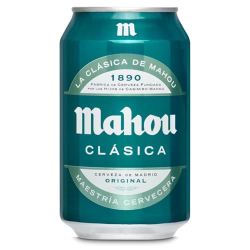 Mahou Clásica - Cerveza Dorada Lager, 4.8% de Volumen de Alcohol - Lata de 33 cl