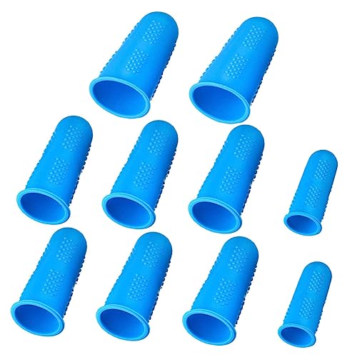 COLLBATH 10pcs Silicone Finger Covers Medium Size Anti-scalding Non-Slip Crochet Finger Protectors Large Finger Sleeves for Industrial Kitchen Use
