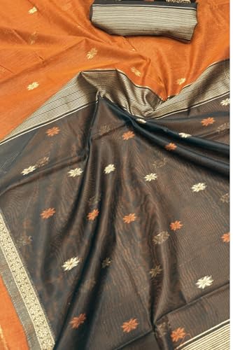 Image of Women's Cotton Soft Silk Sarees | Jamdani Cotton Saree With Attach Unstitched Blouse Piece