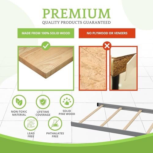 Image of Full-Size Conversion Kit Bed Rails for Oxford, Soho, Ozlo & Avalon Baby Convertible Cribs - Solid Wood - Toddler and Adult Rail for Full-Size Bed - Nursery and Baby Furniture (Dove Gray, Bolt-On Kit)