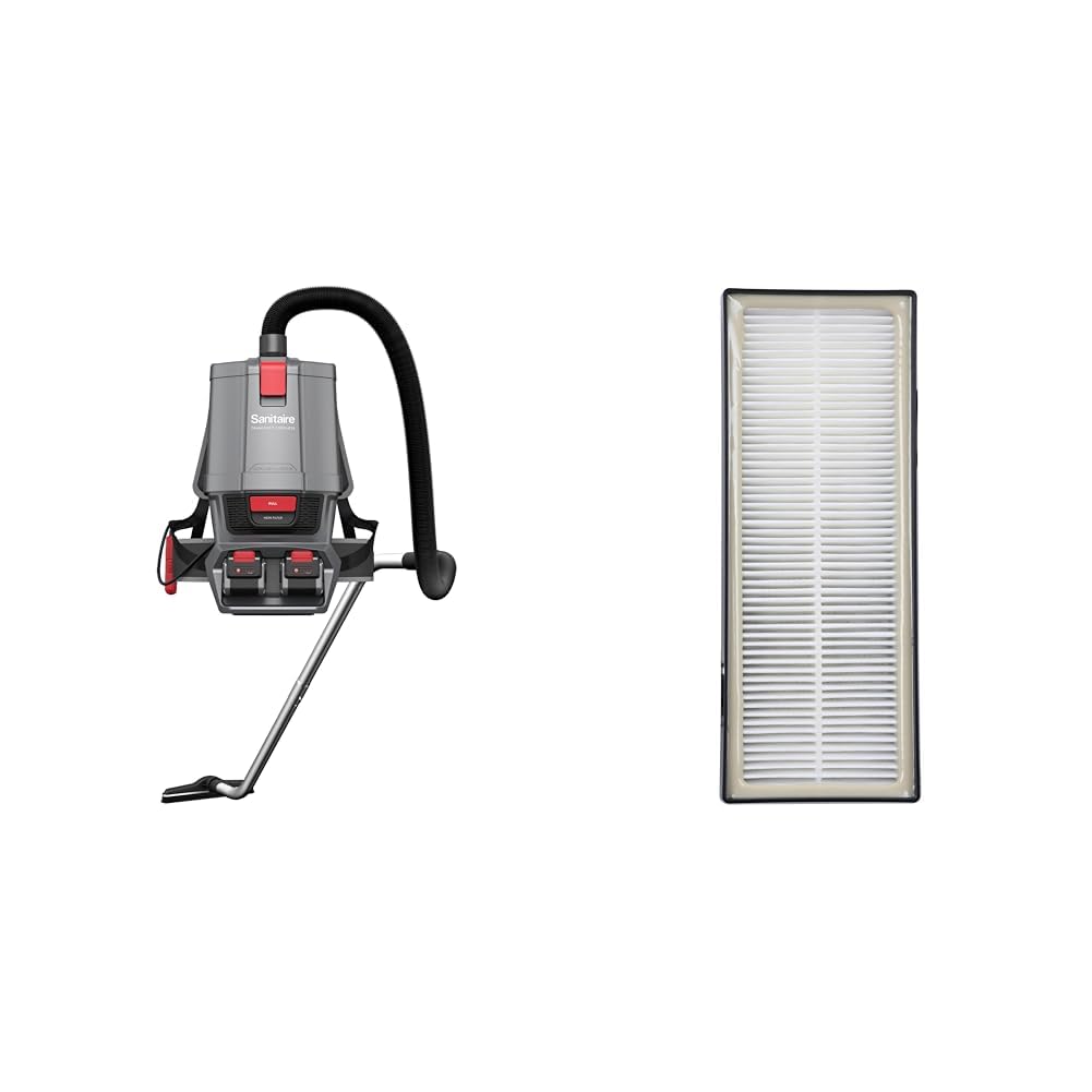 Bundle of Sanitaire Transport Commercial Cordless Backpack Vacuum with Adjustable Wand Dual 24V Batteries Handheld Controls SC580A Sanitaire