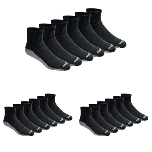 Image of Dickies Men's Dri-Tech Moisture Control Quarter Socks, Available in M-XXL (6, 12, 18 Pairs), Black (6 Pairs), Large (Pack of 3)
