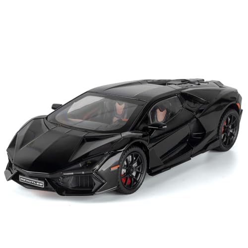Auto coleccionable 1:24 Lambo Revuelto negro con luz y sonido miniatura 1