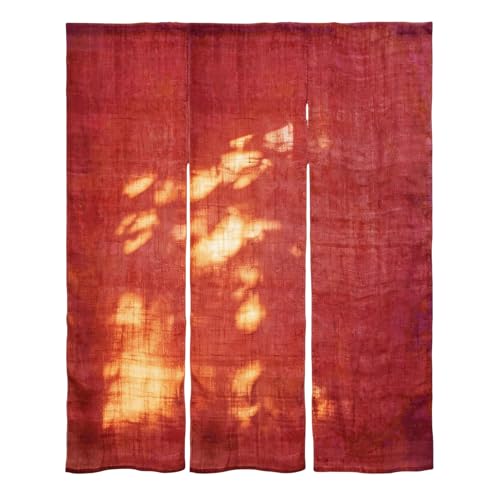 Japanese Doorway Curtain Hemp Linen Tapestry (Pomegranate Red)
