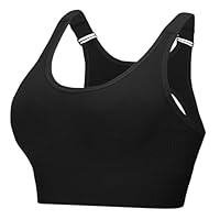 Litherday Sujetador Deportivo Mujer Alto Impacto Push Up Top Deportivo Sin Costuras con Espalda Ajustable Bra Deportivo de Alta Sujeción para Fitness Yoga Negro M