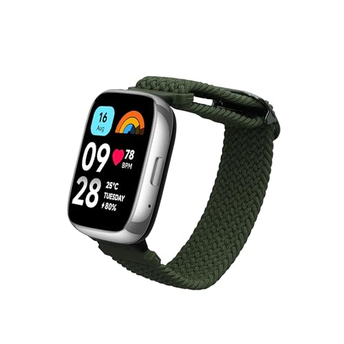 kwmobile Armband kompatibel mit Xiaomi Redmi Watch 3 Active - Nylon Fitnesstracker Sportarmband Band in Dunkelgr&uuml;n - Innenma&szlig;e von 14-22 cm