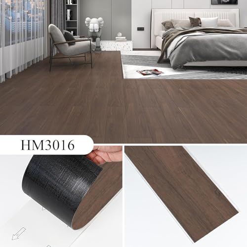Image of JAAMSO ROYALS PVC Flooring Planks Tiles Self Adhesive Peel & Stick Wooden Design, 6 Planks, 12 Square Feet (Dark Brown Oak)