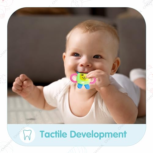Image of Chanak Baby Kinder Rattle Set for 0-6 Months Old Baby, Non-Toxic, 100% BPA Free, Infant Grab, Spin & Shake Rattles, Colorful Rattles with 3 Pcs, Early Educational Sensory Toy, BIS Approved