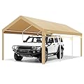COBIZI Carport Canopy 12x20 Heavy Duty Car Tent Garage, Galvanized Frame Car Canopy Outdoor Shelter Waterproof & UV Protected with Built-in Sandbags for Car Boat Truck, Khaki