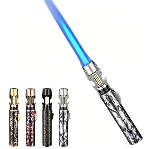 Encendedor de antorcha metálico con llama azul miniatura 1