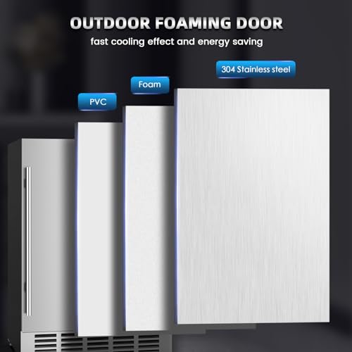 Image of Mojgar 24 Inch Beverage Refrigerator, Under Counter Beverage Fridge for 190 Cans, Indoor & Outdoor Under Counter Refrigerator | Built-in & Freestanding | Low Noise, Stainless Steel Door
