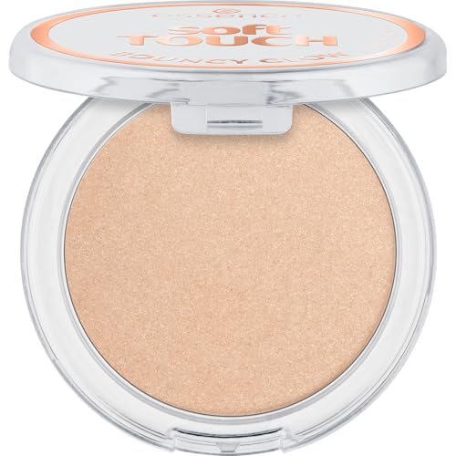 essence soft TOUCH BOUNCY GLOW 10 soft glaze, iluminador cream-to-powder, tono champán, acabado brillante, aroma a vainilla, textura ligera, 4g