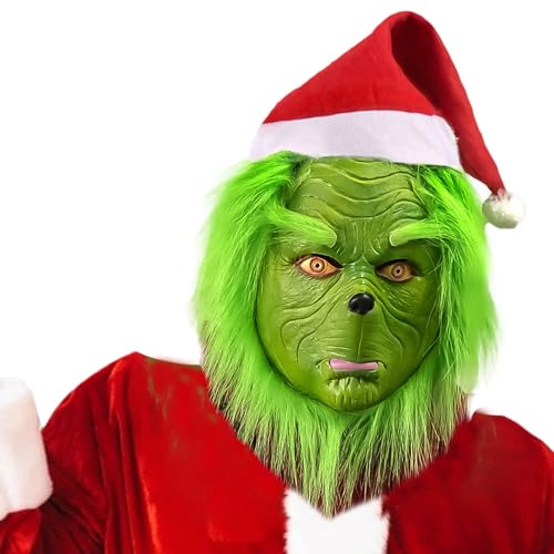 Mascara Grinch 🎄 Guantes y Caretas de latex del Grinch⮞