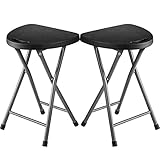 ZIMMER Folding Stool (Set of 2) Portable Plastic Chair with Durable Steel Frame Legs for 220 Pound Capacity, Easy Carry Handle, Weather and Impact Resistant for Indoor/Outdoor Use, 18-Inch, Black