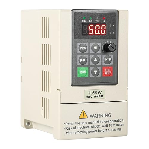 DEWIN Variador de Frecuencia,Controlador de Velocidad VFD 1.5kW 220V Entrada Monofásica Salida Trifásica Convertidor de Frecuencia Variador de Frecuencia Monofasico