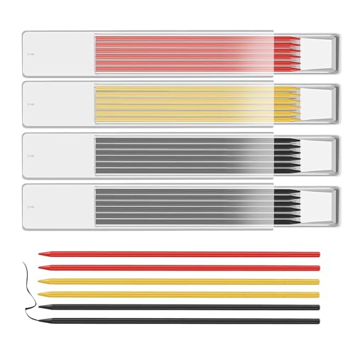 24 Stück Dry Minen Ersatzminen Bleistiftminentieflochmarker Minen Bleistiftminen für Zimmermannsbleistift Tischler Bleistift Ersatzminen 2.8 MM Ersatz Solide Tieflochmarker für Architekt Zeichnen