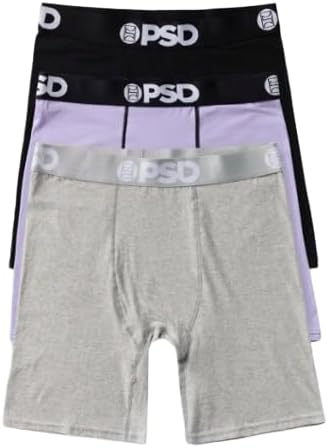 PSD Mens Boxer Briefs - Lavish Cotton 3-Pack Box Set, 7 Inch Inseam, Moisture-Wicking, Boxer Briefs for Men Pack