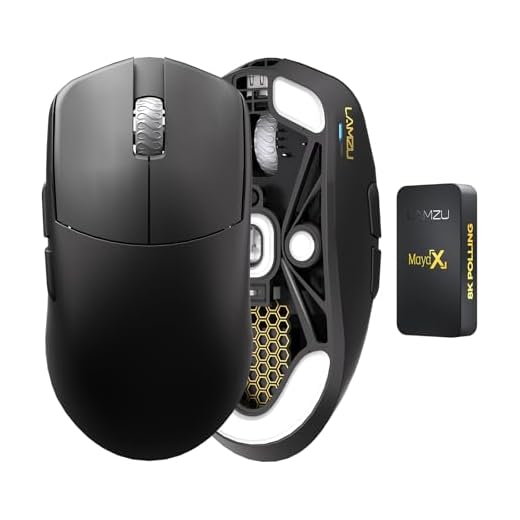 Lamzu Maya X Wireless Gaming Mouse, Ultra Lightweight 47g, Optical Switch, Maximum 30000 DPI, Symmetrical, MCU Nordic 52840, Dust-Proof Encoder, PAW3950 Sensor(Larger Maya) (Black)