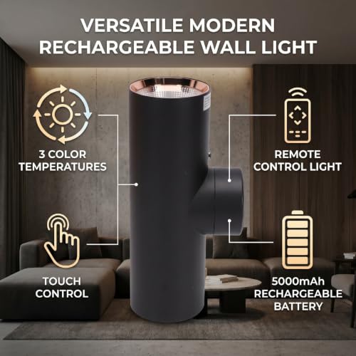 Aplique de pared LED en aleación de aluminio con control remoto y 3 luces 2