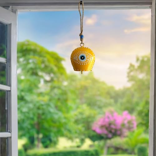 Image of JASMEY HOMES Iron Designer Evil Eye Bell - Yellow