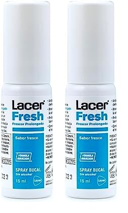LACERFRESH - Spray Bucal 15ml, Antiplaca Dental, Previene la Caries, Protege las Encias, Enmascara el Mal Aliento, Boca Fresca, Sana y Protegida, Efecto Prolongado (Paquete de 2)