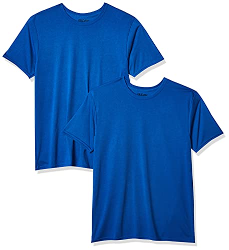 Gildan Men's Moisture Wicking Polyester Performance T-Shirt, 2-Pack, Royal, Large