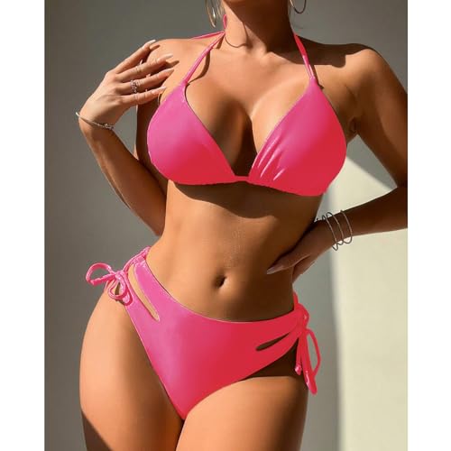 Image of Sexybody Women's 3 Piece Swimsuit Halter String Bikini Tie Side Mesh Short Sleeve Bathing Suits