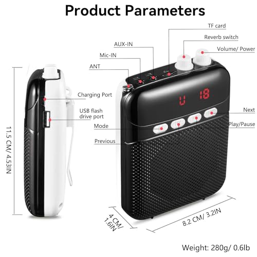 Portable Voice Amplifier for Teachers with Bluetooth,2400mAh Rechargeable Personal Amplifier PA System Headset for Speaking Microphone for Teachers,Tour Guides - Image 4