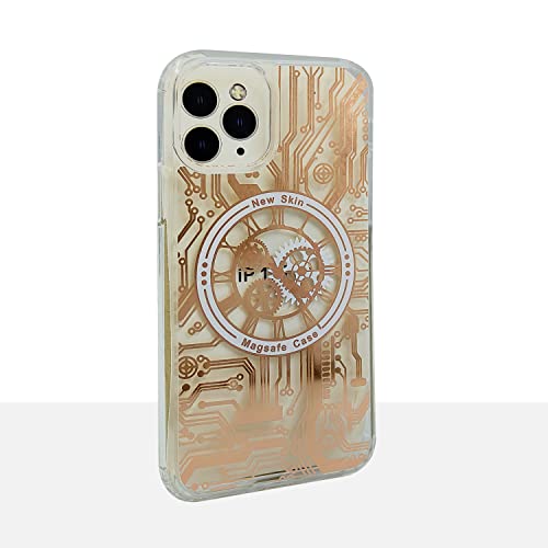 Image of AIBEX Mechanical Series Compatible with Apple iPhone 11 Pro Slim Full-Body Stylish Protective Polycarbonate Case with Built-in Screen Protector Pro Gold