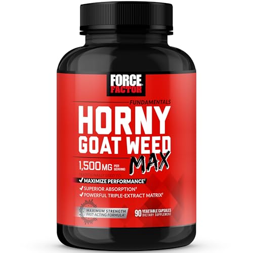 Force Factor Horny Goat Weed Max, Horny Goat Weed for Men and Women to Maximize Performance and Drive, Triple-Extract HGW Horny Goat Weed Herbal Supplement, 1500mg, 90 Capsules