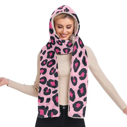 Bonnet écharpe léopard rose idéal pour vos sorties d'hiver et balades en ville