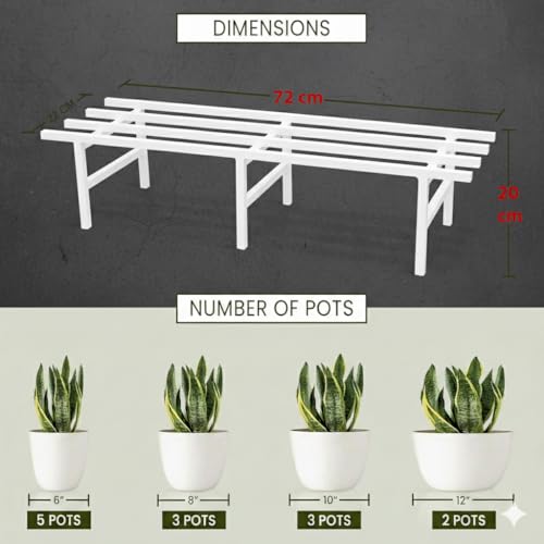 Image of IRON LANDS Metal Pot Stand 72x22x20 Cm | Rust-Proof Matte Powder-Coated Pot Stand for Big Size Plants | Supports Up to 300 Kg| Ideal for Garden Balcony, Outdoor and Indoor Plant Display