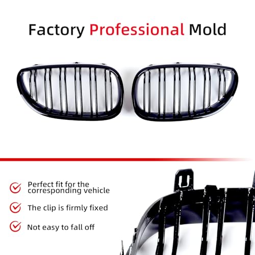 Grille de calandre avant double barre noir brillant pour BMW E60 E61 2003-2009 - 4
