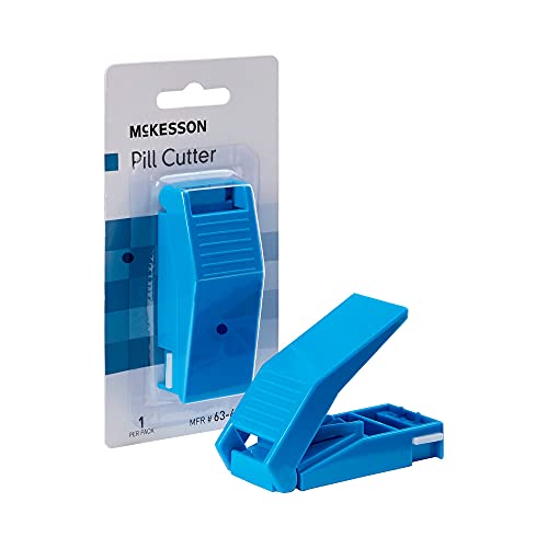 McKesson Pill Cutter for Small and Large Pills, Plastic, Stainless Steel Blade, Blue, 1 Count