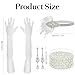 5Pcs 1920s Accessories Set for Women Flapper Costume, Fashion Vintage Roaring 20s Costumes for Women with Feather Headband, Faux Pearl Necklace Bracelet, Earrings, Cloth Gloves Beige