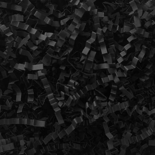 Corlcol 1LB Crinkle Cut Paper Shred Filler for Gift Box Bag and Basket On Holidays (Black)