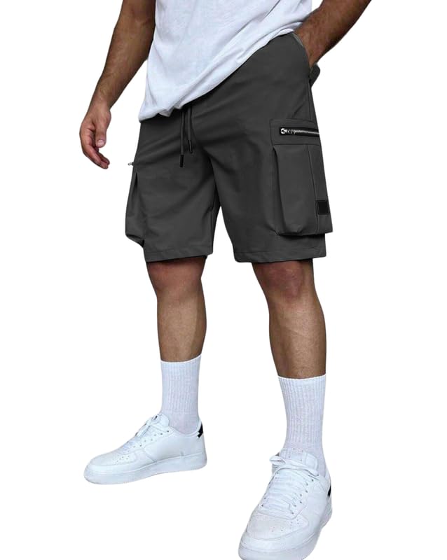 smowkly Authentic Men's Cotton Classic Cargo Shorts || Elastic Waist & 4 Pockets || Regular Fit Above Knee Length Chino Half Pant for Summer-picture-27