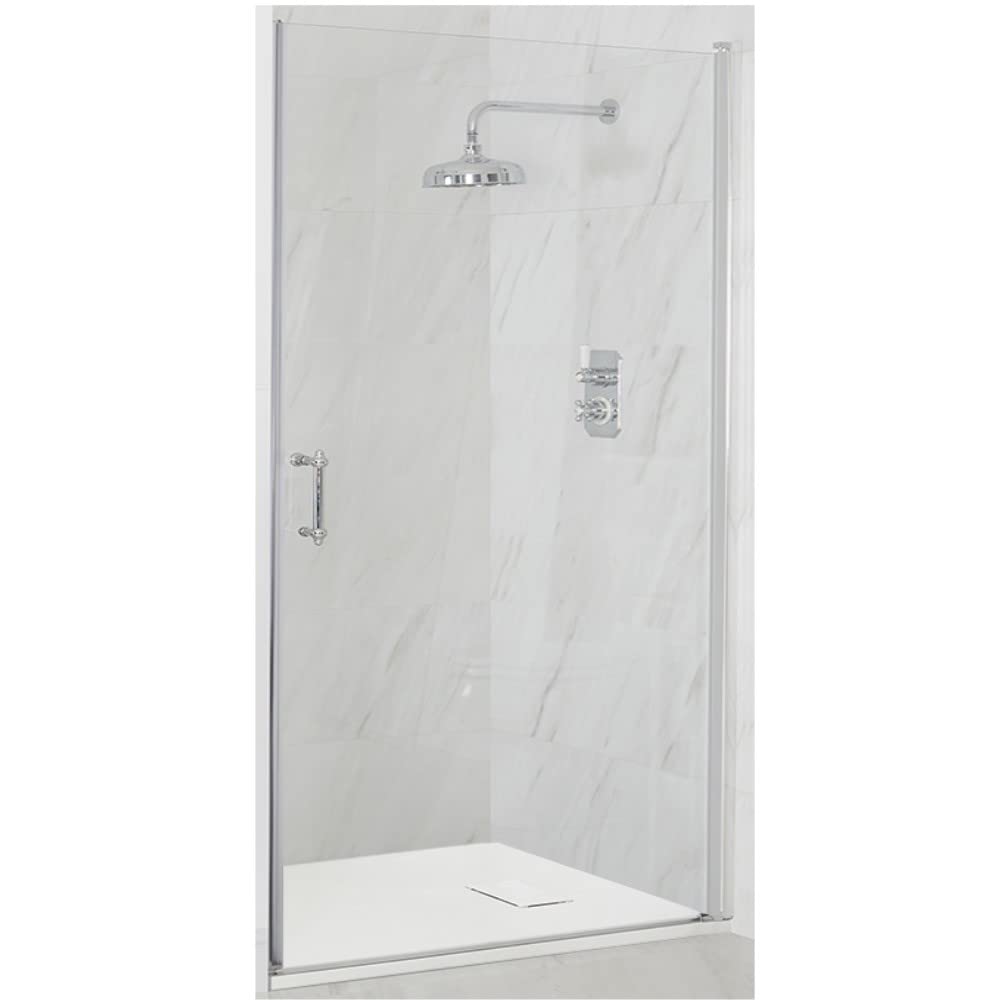 Milano Langley Chrome Hinged Door Frameless Shower Enclosure White Tray - 800mm x 1500mm