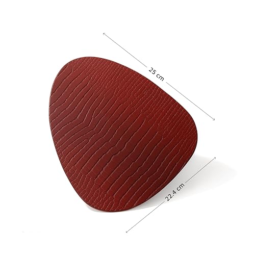 Image of Premium Recycled Leather Mouse Pad for PC | Large Size 25x22cm Mousepad for Laptop Wireless | Handcrafted | Anti-Slip, Anti-Skid, Waterproof| Croco Finish for Home, Office, Gaming, Maroon