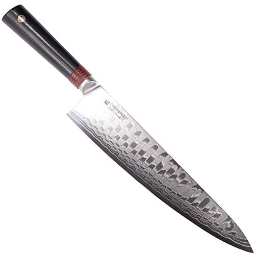 TUO 9.5" Damascus Chef’s Kitchen Knife - Japanese AUS-10 HC Steel - Dishwasher Safe G10 Handle - Full Tang - RING-D