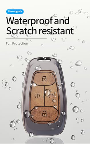Image of Zinc Metal Alloy Leather Car Key Cover & Case Brown with Keychain & Holder fit for TATA Nexon, Punch, Altroz, Tigor, Harrier, Safari, Gravitas (4 Button Push Smart Key)