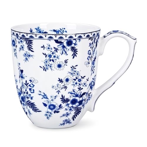 Taza de porcelana Bone China floral 14oz elegante miniatura 1