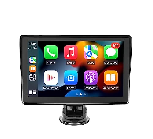 INDMAR Portabel Apple Carplay Android Radio Mobil Otomatis AUX FM Multimedia Bluetooth Layar Sentuh 7 INCI Estéreo Universal (Size : 12LED DVR)