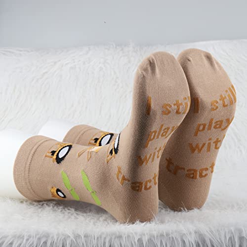 Image of MBMSO 2 Pairs Farming Socks I Still Play with Tractors Socks Funny Farmer Gift Farm Owner Gifts Tractor Lover Gift Socks