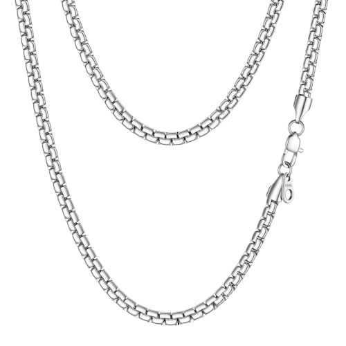 Image of PROSTEEL Stainless Steel Flat Box Link Chain Necklace for Men