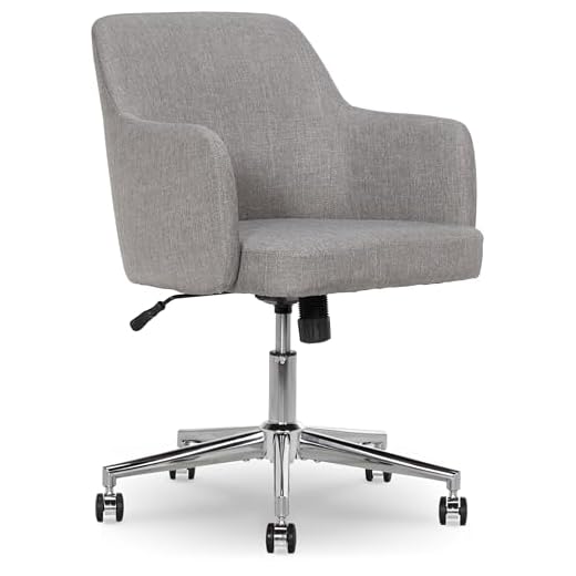 Amazon Basics Upholstered Home Office 360 Degree Swivel Rolling Desk Chair with Arms and Adjustable-Height - Light Gray, 25"D x 23.25"W x 36.25"H