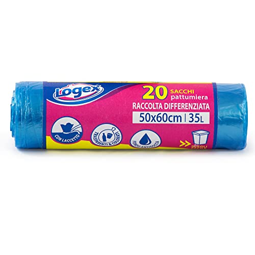 20 Müllbeutel 50 x 60 cm 35lt 9µ hellblau TRASP. Logez Cover